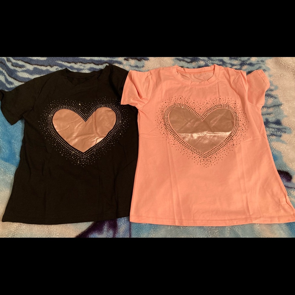 New heart blouses sizes Small back and light pink.